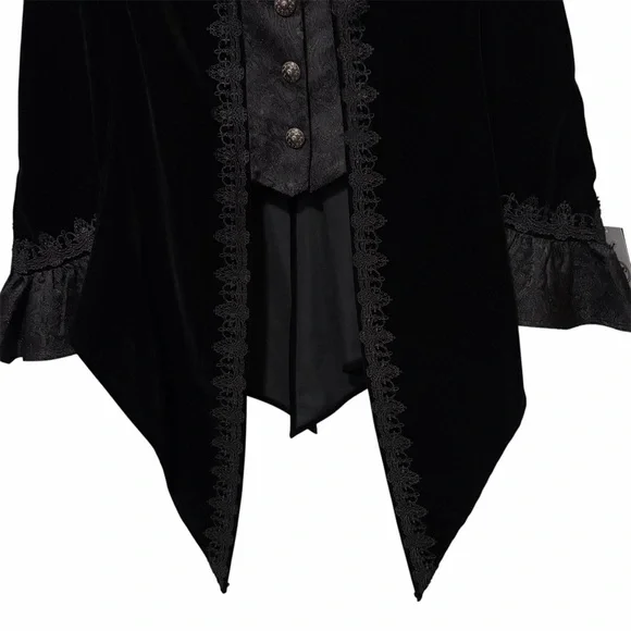 DARK IN LOVE NWT Black Velvet Lace Bell Sleeve Button Front Jacket XXL - Picture 4 of 14